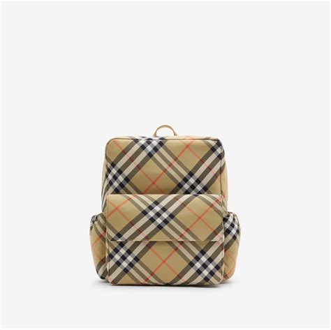 burberry children backpack|Check Nylon Backpack in Sand .